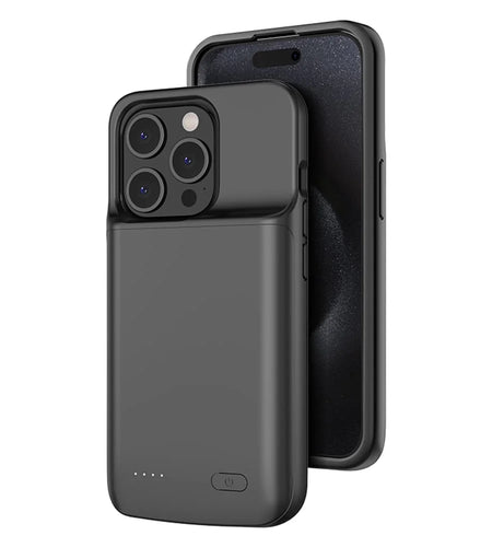 5000Mah Battery Case for Iphone 15 (6.1 Inch) Slim Power Bank Battery Charger Protect Case Charging Cover Extended Battery Charger Case Black