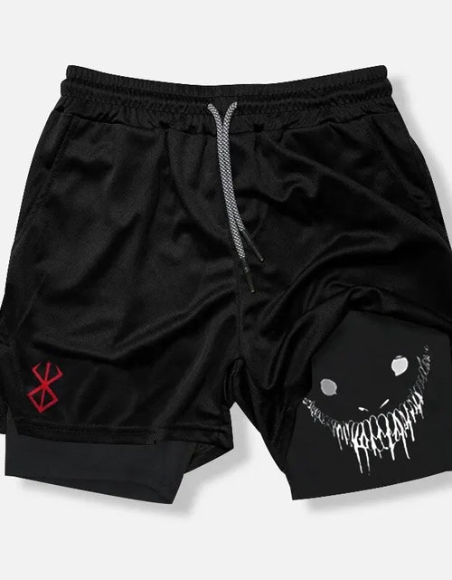 Load image into Gallery viewer, 2024 New Men&#39;S Fitness Training Skinny Shorts Demon Print Summer 2 in 1 Quick Dry Gym Beach Jogging Shorts Outdoor Sportwear
