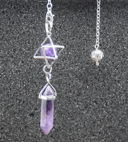 Natural Stone Pendant Pendulum for Dowsing Divination Hexagonal Prism Healing Crystal Merkaba Energy Shuttle Spiritual Pendulo