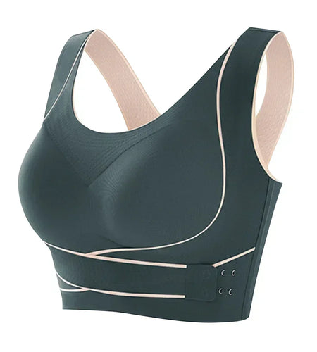 Sports Bra Front Adjustable Buckle Wireless Padded Comfy Gym Yoga Underwear Breathable Workout Fitness Top Low Intensity Women