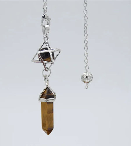 Natural Stone Pendant Pendulum for Dowsing Divination Hexagonal Prism Healing Crystal Merkaba Energy Shuttle Spiritual Pendulo