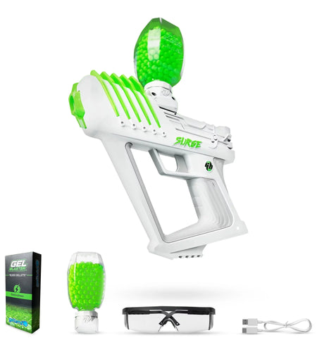 SURGE 1.5, Electric Green, Water-Based Gellet Blaster with 10,000 Electric Green Gellet Pack