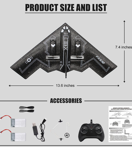 Remote Control Planes for Adults with 2 Batteries , B2 Spirit RC Airplanes for Kids 14+