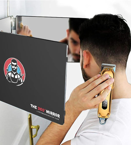 The 360 Mirror - Adjustable Door Mount Telescoping Hooks - Self Haircut Mirror for Men - 3 Way Mirror for Hair Cutting