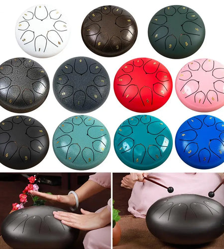 Steel Tongue Drum Rain Chime Hand Drums Sound Healing Instruments Chakra Tank Drum for Musical Education Meditation Yoga Zen