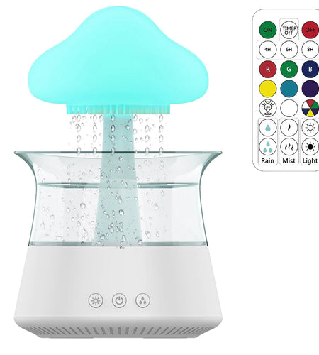 Jetclutch Cloud Rain Humidifier with 7 Colour Lights Timer Portable Raindrop Cloud Humidifier Reusable Aroma Diffuser Humidifier