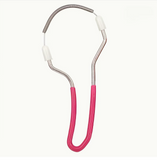 Manual facial hair remover tool with spring handle.