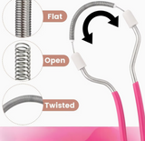 Manual facial hair remover tool with spring handle.