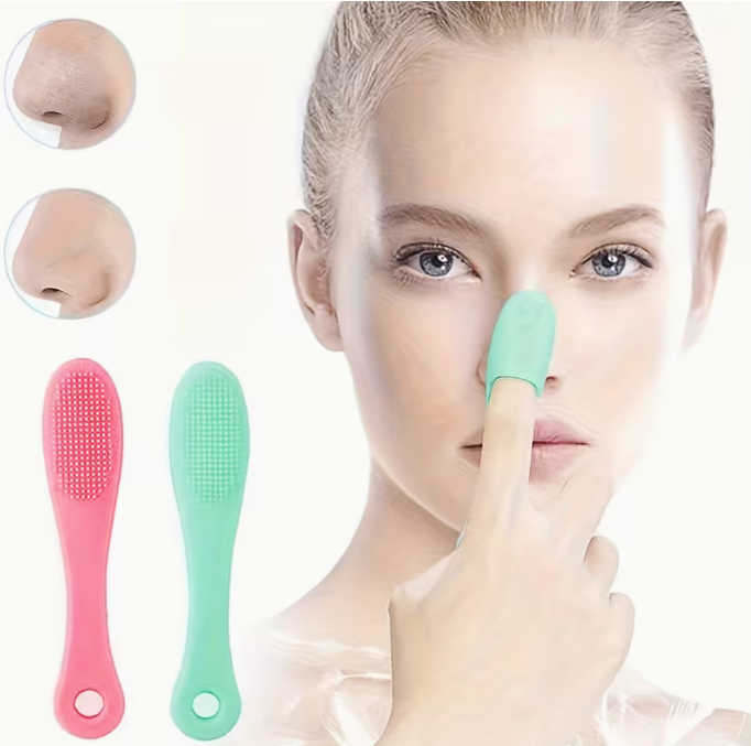 1 Finger-shaped Soft Silicone Nose Brush for Facial Cleansing, Blackhead