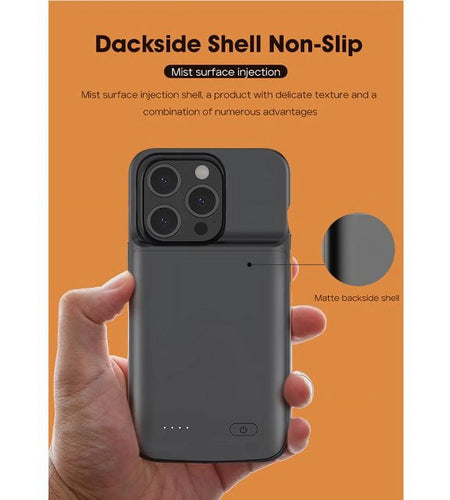 5000Mah Battery Case for Iphone 15 (6.1 Inch) Slim Power Bank Battery Charger Protect Case Charging Cover Extended Battery Charger Case Black