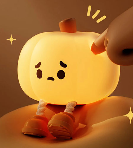 Cute Pumpkin LED Night Light Cartoon Silicone Lamp USB Rechargeable Timing Sleeping Lamp Bedroom Decoration for Children